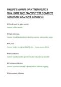 PHILLIPS&rsquo;S MANUAL OF IV THERAPEUTICS&NewLine;FINAL PAPER 2026 PRACTICE TEST COMPLETE&NewLine;QUESTIONS SOLUTIONS GRADED A&plus;