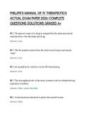 PHILLIPS&rsquo;S MANUAL OF IV THERAPEUTICS&NewLine;ACTUAL EXAM PAPER 2026 COMPLETE&NewLine;QUESTIONS SOLUTIONS GRADED A&plus;