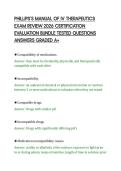 PHILLIPS&rsquo;S MANUAL OF IV THERAPEUTICS&NewLine;EXAM REVIEW 2026 CERTIFICATION&NewLine;EVALUATION BUNDLE TESTED QUESTIONS&NewLine;ANSWERS GRADED A&plus;