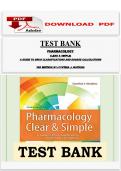 TEST BANK - PHARMACOLOGY CLEAR & SIMPLE&colon; A GUIDE TO DRUG CLASSIFICATIONS AND DOSAGE CALCULATIONS 3RD EDITION&vert; BY&colon; CYNTHIA J&period; WATKINS