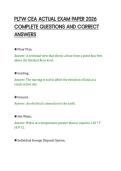 PLTW CEA ACTUAL EXAM PAPER 2026&NewLine;COMPLETE QUESTIONS AND CORRECT&NewLine;ANSWERS