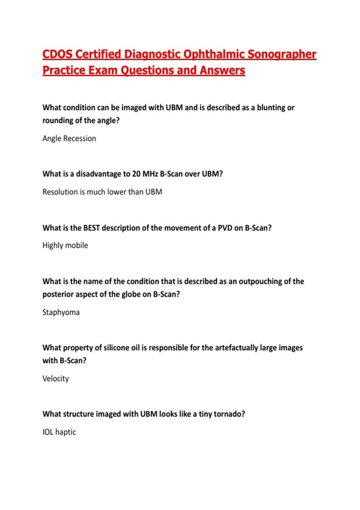 CDOS Certified Diagnostic Ophthalmic Sonographer Practice Exam ...