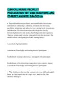CLINICAL NURSE SPECIALIST&NewLine;EXAMINATION SET 2026 SOLVED&NewLine;QUESTIONS GRADED A&plus;