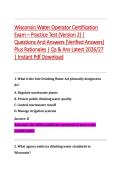 Wisconsin Water Operator Certification &NewLine;Exam &ndash; Practice Test &lpar;Version 2&rpar; &vert; &NewLine;Questions And Answers &lbrack;Verified Answers&rsqb; &NewLine;Plus Rationales &vert; Qs & Ans Latest 2026&sol;27 &NewLine;&vert; Instant Pdf Download