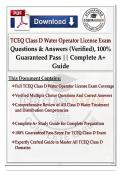 TCEQ Class D Water Operator License Exam &ndash; Questions & Answers &lpar;Verified&rpar;&comma; 100&percnt; Guaranteed Pass &vert;&vert; Complete A&plus; Guide