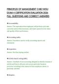 PRINCIPLES OF MANAGEMENT C483 WGU&NewLine;EXAM 4 CERTIFICATION EVALUATION 2026&NewLine;FULL QUESTIONS AND CORRECT ANSWERS