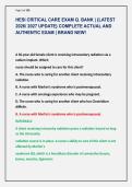HESI CRITICAL CARE EXAM Q&period; BANK &vert; &lbrace;LATEST &NewLine;2026&sol; 2027 UPDATE&rcub; COMPLETE ACTUAL AND &NewLine;AUTHENTIC EXAM &vert; BRAND NEW&excl; 