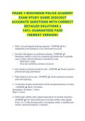 PHASE 3 WISCONSIN POLICE ACADEMY &NewLine;EXAM STUDY GUIDE 2026&sol;2027 &NewLine;ACCURATE QUESTIONS WITH CORRECT &NewLine;DETAILED SOLUTIONS &vert;&vert; &NewLine;100&percnt; GUARANTEED PASS &NewLine;<NEWEST VERSION> &NewLine; 