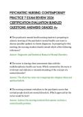 PSYCHIATRIC NURSING CONTEMPORARY&NewLine;PRACTICE 7 EXAM REVIEW 2026&NewLine;CERTIFICATION EVALUATION BUNDLED&NewLine;QUESTIONS ANSWERS GRADED A&plus;