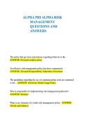 ALPHA PHI ALPHA RISK MANAGEMENT QUESTIONS AND ANSWERS