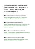 PSYCHIATRIC NURSING CONTEMPORARY&NewLine;PRACTICE 7 FINAL PAPER 2026 PRACTICE&NewLine;EXAM COMPLETE QUESTIONS AND&NewLine;SOLUTIONS GRADED A&plus;