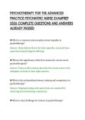 PSYCHOTHERAPY FOR THE ADVANCED&NewLine;PRACTICE PSYCHIATRIC NURSE EXAMPREP&NewLine;2026 COMPLETE QUESTIONS AND ANSWERS&NewLine;ALREADY PASSED
