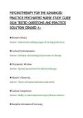 PSYCHOTHERAPY FOR THE ADVANCED&NewLine;PRACTICE PSYCHIATRIC NURSE STUDY GUIDE&NewLine;2026 TESTED QUESTIONS AND PRACTICE&NewLine;SOLUTION GRADED A&plus;
