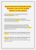 Surgical Assistant Certification Exam Q&A Bank &lpar;Latest Update with Verified Solutions&rpar;&NewLine;&NewLine;