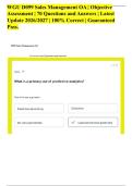 WGU D099 Sales Management OA &vert; Objective&NewLine;Assessment &vert; 70 Questions and Answers &vert; Latest&NewLine;Update 2026&sol;2027 &vert; 100&percnt; Correct &vert; Guaranteed&NewLine;Pass&period;