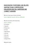 RADIOGRAPHIC POSITIONING AND RELATED&NewLine;ANATOMY EXAM 3 CERTIFICATION&NewLine;EVALUATION 2026 FULL QUESTIONS AND&NewLine;CORRECT ANSWERS
