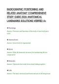RADIOGRAPHIC POSITIONING AND&NewLine;RELATED ANATOMY COMPREHENSIVE&NewLine;STUDY GUIDE 2026 ANATOMICAL&NewLine;LANDMARKS SOLUTIONS VERIFIED A&plus;