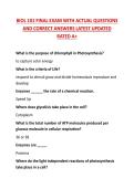 BIOL 101 FINAL EXAM WITH ACTUAL QUESTIONS AND CORRECT ANSWERS LATEST UPDATED RATED A&plus;