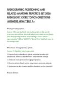 RADIOGRAPHIC POSITIONING AND&NewLine;RELATED ANATOMY PRACTICE SET 2026&NewLine;RADIOLOGY CORE TOPICS QUESTIONS&NewLine;ANSWERS HIGH YIELD A&plus;
