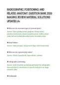 RADIOGRAPHIC POSITIONING AND&NewLine;RELATED ANATOMY QUESTION BANK 2026&NewLine;IMAGING REVIEW MATERIAL SOLUTIONS&NewLine;UPDATED A&plus;