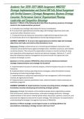 Academic Year 2026&ndash;2027 UNISA Assignment&colon; MNG3702 Strategic Implementation and Control IIIB Fully Solved Assignment with Verified Answers &vert; Strategic Management&comma; Business Strategy Execution&comma; Performance Control&comma; Organisational Planning&comma; Leadership and Com