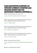 RADT QUESTIONS ANSWERS 100&NewLine;PERCENT CORRECT VERIFIED 2026&NewLine;IMAGING SCRIPT SOLVED&NewLine;QUESTIONS VERIFIED ANSWERS A&plus;