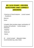 NS 1410 Exam 1 Review Questions & Answers &vert; Nutrition Study Guide&NewLine;&NewLine;