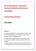 Davis Advantage for Townsend&rsquo;s Psychiatric Mental Health Nursing 11th Edition Test Bank &vert; Advanced NCLEX-RN Psychiatric Nursing MCQs with Rationales &vert; Karyn Morgan &vert; NGN Clinical Judgment Prep