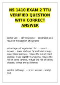 NS 1410 Exam 2 TTU &vert; Verified Questions & Answers &vert; Nutrition Study Guide&NewLine;&NewLine;