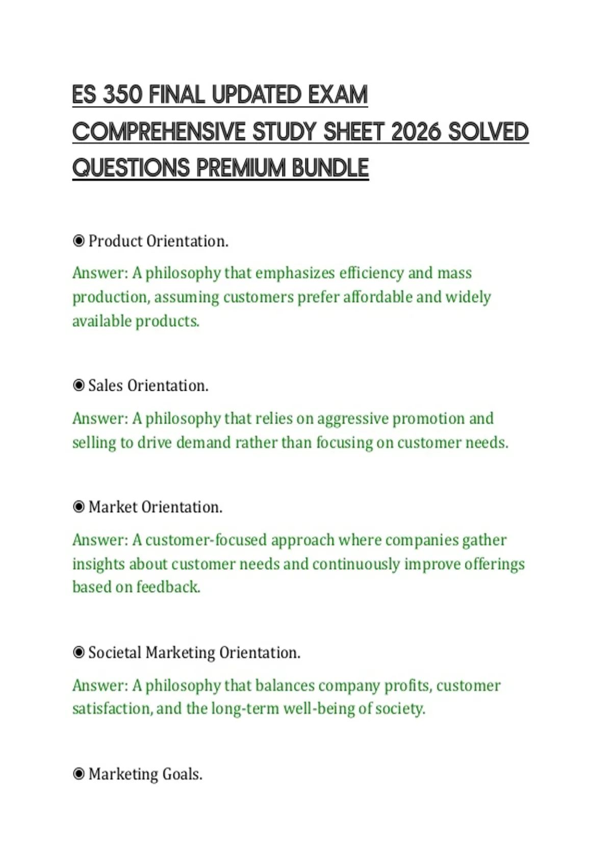 ES 350 FINAL UPDATED EXAM COMPREHENSIVE STUDY SHEET 2026 SOLVED ...
