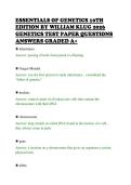 ESSENTIALS OF GENETICS 10TH&NewLine;EDITION BY WILLIAM KLUG 2026&NewLine;GENETICS TEST PAPER QUESTIONS&NewLine;ANSWERS GRADED A&plus;&NewLine;