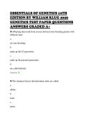 ESSENTIALS OF GENETICS 10TH&NewLine;EDITION BY WILLIAM KLUG 2026&NewLine;GENETICS TEST PAPER QUESTIONS&NewLine;ANSWERS GRADED A&plus;