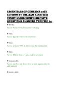 ESSENTIALS OF GENETICS 10TH&NewLine;EDITION BY WILLIAM KLUG 2026&NewLine;GENETICS TEST PAPER QUESTIONS&NewLine;ANSWERS GRADED A&plus;