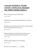 LANGUAGE DISORDERS IN CHILDREN&NewLine;CHAPTER 11 CERTIFICATION ASSESSMENT&NewLine;2026 VERIFIED ANSWERS GRADED A&plus;