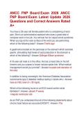 ANCC FNP Board Exam 2026 ANCC &NewLine;FNP Board Exam Latest Update 2026 &NewLine;Questions and Correct Answers Rated &NewLine;A&plus;