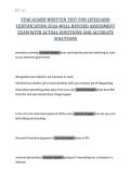STAR GUARD WRITTEN TEST FOR LIFEGUARD&NewLine;CERTIFICATION 2026-WELL REVISED ASSESSMENT&NewLine;EXAM WITH ACTUAL QUESTIONS AND ACCURATE&NewLine;SOLUTIONS&NewLine;