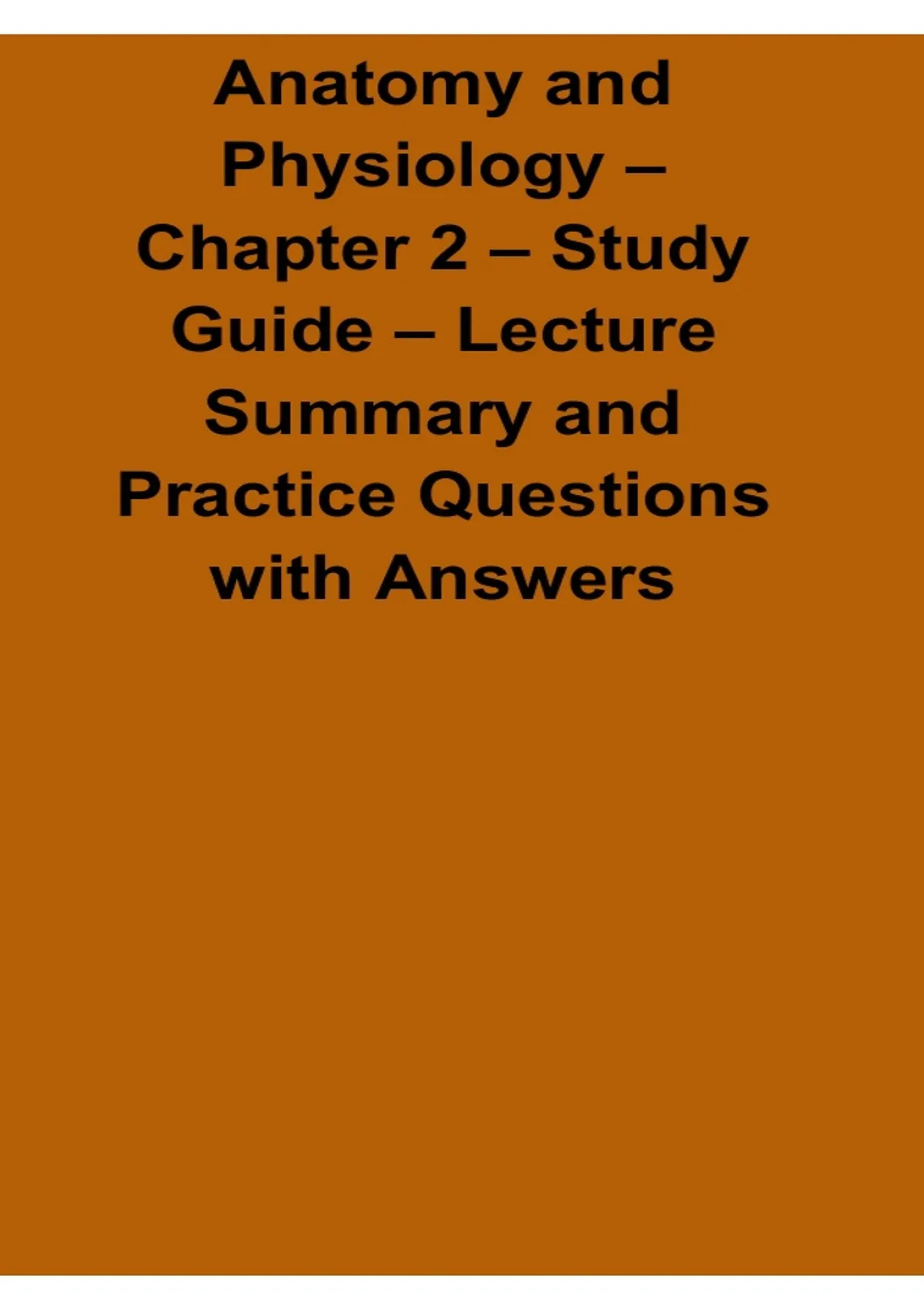 Anatomy and Physiology Chapter 2 Study Guide Lecture Summary and ...
