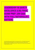 LEADERSHIP IN SAFETY &NewLine;EXCELLENCE &lpar;LSE&rpar; FINAL &NewLine;EXAM PREP&colon; 200 Q&A &NewLine;WITH FULL RATIONALES &lpar; &NewLine;EDITION&rpar;