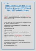 HIPAA FINAL ASSESSMENT QUESTIONS AND ANSWERS COMPLETE STUDY GUIDE FOR HEALTHCARE PRIVACY AND SECURITY COMPLIANCE