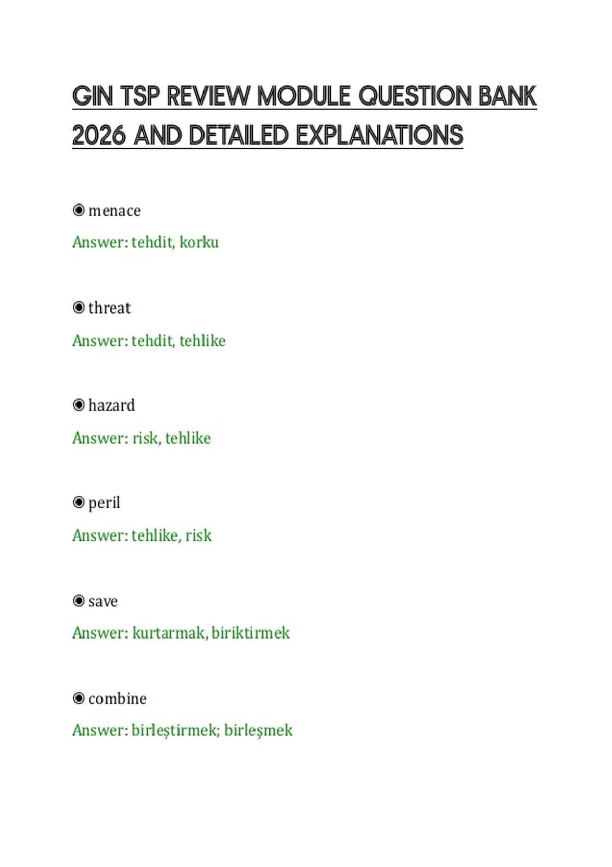 Tsp Questions GIN TSP REVIEW MODULE QUESTION BANK 2026 AND DETAILED EXPLANATIONS ...
