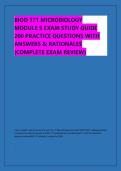 BIOD 171 MICROBIOLOGY &NewLine;MODULE 5 EXAM STUDY GUIDE &NewLine;200 PRACTICE QUESTIONS WITH &NewLine;ANSWERS & RATIONALES &NewLine;&lpar;COMPLETE EXAM REVIEW&rpar;