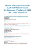 Property & Casualty Insurance Exam Questions And Correct Answers &lpar;Verified Answers&rpar; Plus Rationales 2026 Q&A &vert; Instant Download Pdf