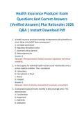 Health Insurance Producer Exam Questions And Correct Answers &lpar;Verified Answers&rpar; Plus Rationales 2026 Q&A &vert; Instant Download Pdf