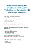 Public Adjuster Licensing Exam Questions And Correct Answers &lpar;Verified Answers&rpar; Plus Rationales 2026 Q&A &vert; Instant Download Pdf