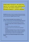 PENNSYLVANIA PSYCHOLOGY LAW EXAM &lpar;PPLE&rpar; &NewLine;PRACTICE TEST &lpar;UPDATED 2026&rpar; COMPREHENSIVE &NewLine;QUESTIONS AND VERIFIED ANSWERS PLUS &NewLine;RATIONALES &lpar;GRADED A&plus;&rpar; DETAILED ANSWERS&excl;&excl; 