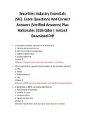 Securities Industry Essentials &lpar;SIE&rpar;  Exam Questions And Correct Answers &lpar;Verified Answers&rpar; Plus Rationales 2026 Q&A &vert; Instant Download Pdf