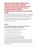 NUR 2474 RASMUSSEN PHARM EXAM 2 PRACTICE QUESTIONS & VERIFIED ANSWERS 2026 &vert; PHARMACOLOGY EXAM REVIEW&comma; MEDICATION SAFETY&comma; DRUG CLASSIFICATIONS&comma; NURSING INTERVENTIONS & DOSAGE CALCULATIONS GUIDE