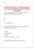 AMT RMA Practice Exam 1 &ndash; Complete Certification &NewLine;Study Guide QUESTIONS WITH CORRECT ANSWERS &NewLine;&vert; BRAND NEW&excl; 