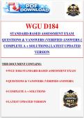 WGU D184 STANDARD-BASED ASSESSMENT EXAM QUESTIONS & VANSWERS &lpar;VERIFIED ANSWERS&rpar; &vert; COMPLETE A &plus; SOLUTIONS&period;&vert; LATEST UPDATED VERSION 2026&sol;2027&period;