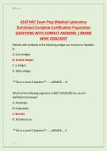 ASCP MLT Exam Prep &lpar;Medical Laboratory &NewLine;Technician&rpar; Complete Certification Preparation &NewLine;QUESTIONS WITH CORRECT ANSWERS &vert; BRAND &NewLine;NEW&excl; 2026&sol;2027